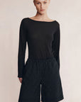 Marle Nara Shorts Black Pinstripe