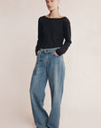 Marle Belted Wide Leg Jean Light Wash