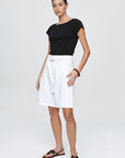 Marle Belted Jean Short White