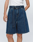 Marle Belted Jean Short Washed Indigo