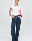 Marle Belted Wide Leg Jean - Classic Blue
