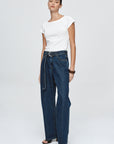 Marle Belted Wide Leg Jean - Classic Blue