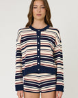 Remain Bowie Cardigan Indigo Stripe
