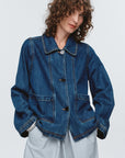 Marle Pea Jacket Washed Indigo