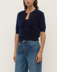 Assembly Label Carina Wool Short Sleeve Cardigan True Navy