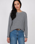 Marlow Uno Rib Long Sleeve Top Indigo Stripe