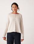 Francie Doll's Trimmed Cardigan Ivory and Red
