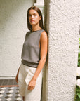 Francie Striped Star Vest Creme and Black