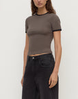 Assembly Label Kourt Contrast Bind Tee Bark Black