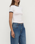 Assembly Label Kourt Contrast Bind Tee White Navy