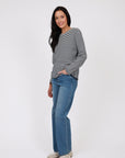 Marlow Uno Rib Long Sleeve Top Indigo Stripe