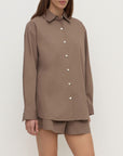 Assembly Label Micha Poplin Shirt Dark Sand