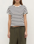 Assembly Label Mollie Stripe Short Sleeve Tee Cream Navy