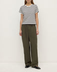 Assembly Label Mollie Stripe Short Sleeve Tee Cream Navy