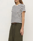 Assembly Label Mollie Stripe Short Sleeve Tee Cream Navy