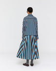 Ricochet Maria Skirt Brown and Cobalt Narrow Stripe