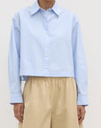 Assembly Label Tessa Poplin Cropped Shirt Blue Stripe