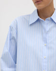 Assembly Label Tessa Poplin Cropped Shirt Blue Stripe