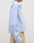 Assembly Label Tessa Poplin Cropped Shirt Blue Stripe