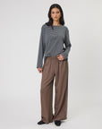 Marlow Uno Stripe Long Sleeve Tee Charcoal