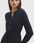 Nice Things Pinstripe Midi Dress Navy