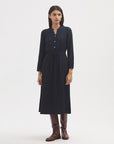 Nice Things Pinstripe Midi Dress Navy