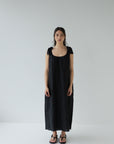 Sophie Bows Linen Dress Black