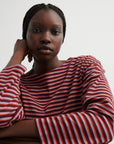 Kowtow Jamie Top Maroon Stack Stripe