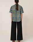 Kowtow Painterly Blouse Neon Tartan