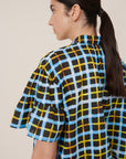 Kowtow Painterly Blouse Neon Tartan