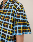 Kowtow Painterly Blouse Neon Tartan