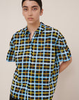 Kowtow Painterly Blouse Neon Tartan