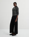 Kowtow Stripe Polo Top Black Ecru