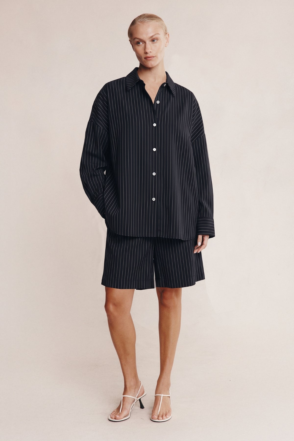 Marle Mella Shirt Black Pinstripe
