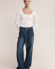 Marle Belted Wide Leg Jean Dark Wash