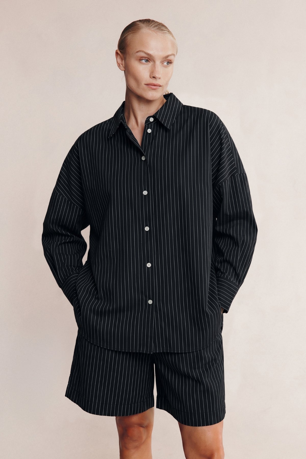 Marle Mella Shirt Black Pinstripe