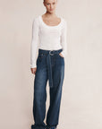 Marle Belted Wide Leg Jean Dark Wash