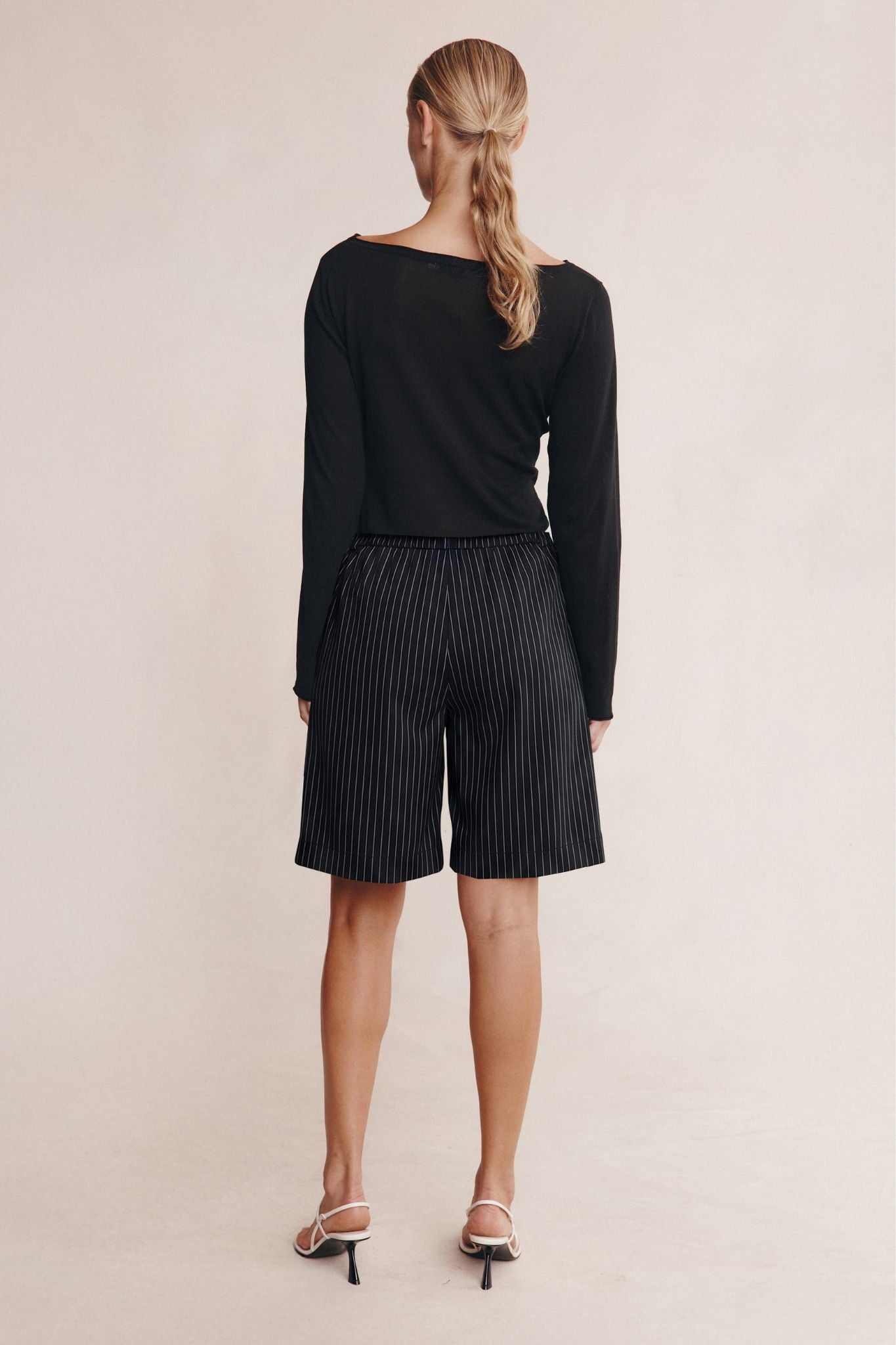 Marle Nara Shorts Black Pinstripe