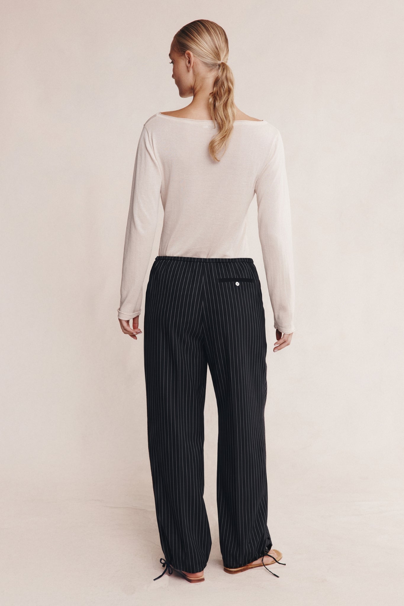 Marle Fatima Pants Black Pinstripe