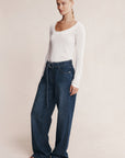 Marle Belted Wide Leg Jean Dark Wash