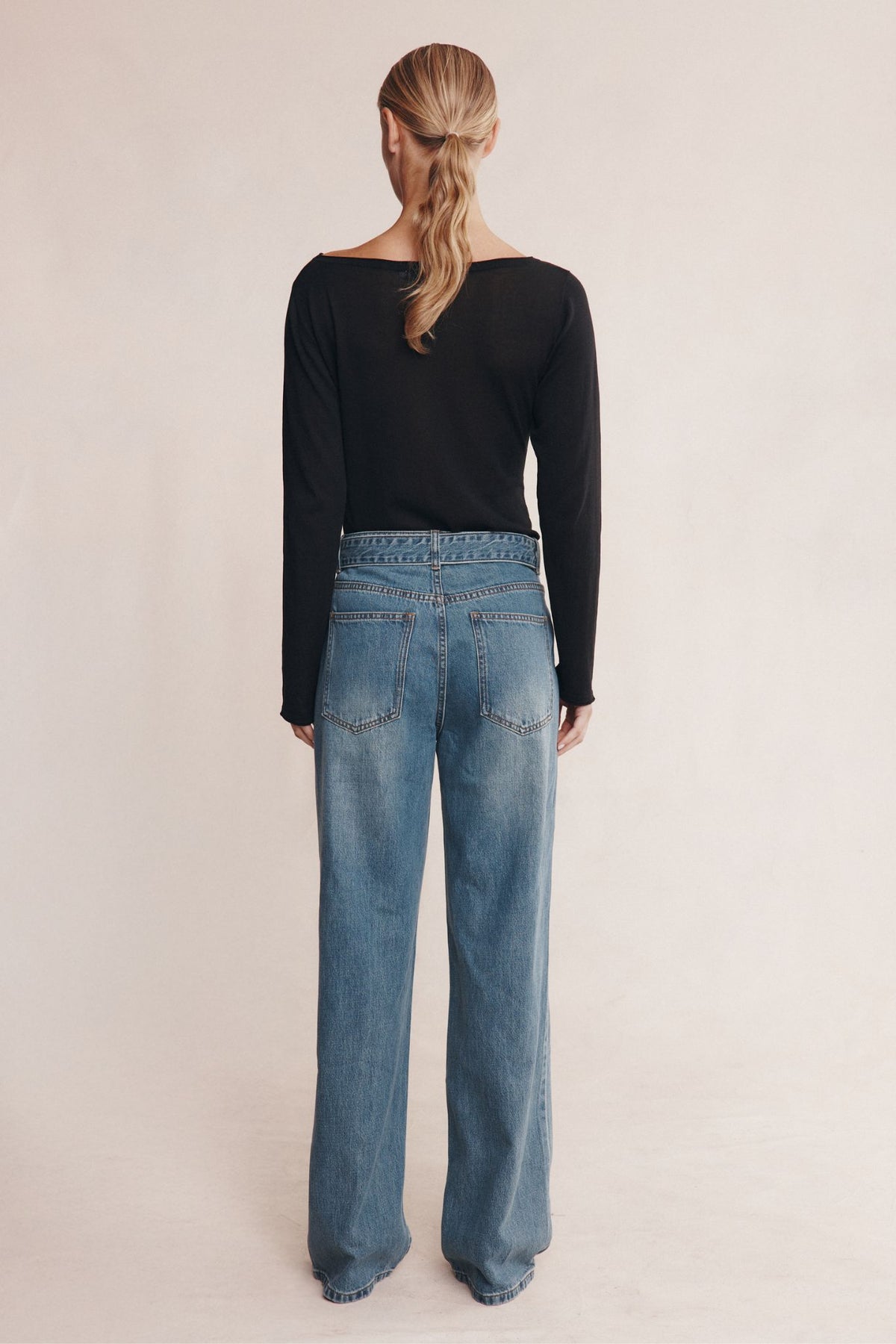 Marle Belted Wide Leg Jean Light Wash