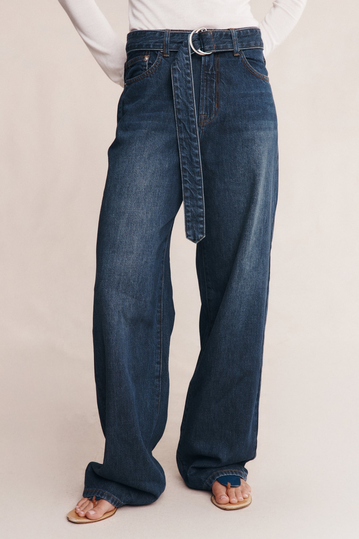 Marle Belted Wide Leg Jean Dark Wash