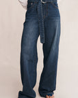Marle Belted Wide Leg Jean Dark Wash