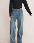 Marle Belted Wide Leg Jean Light Wash