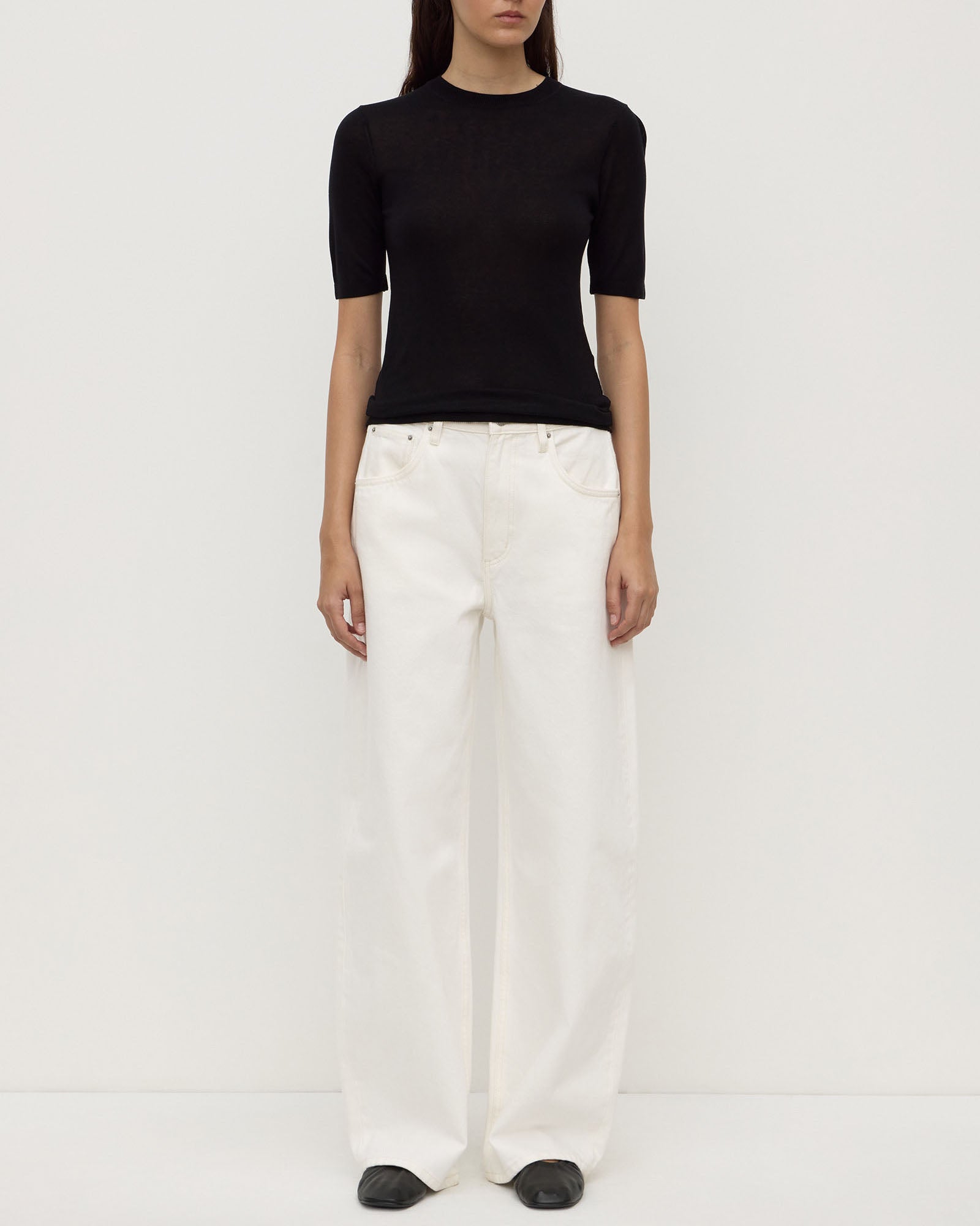 Assembly Label Mina Silk Knit Tee Black