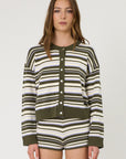 Remain Bowie Cardigan Olive Stripe