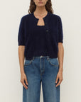Assembly Label Carina Wool Short Sleeve Cardigan True Navy