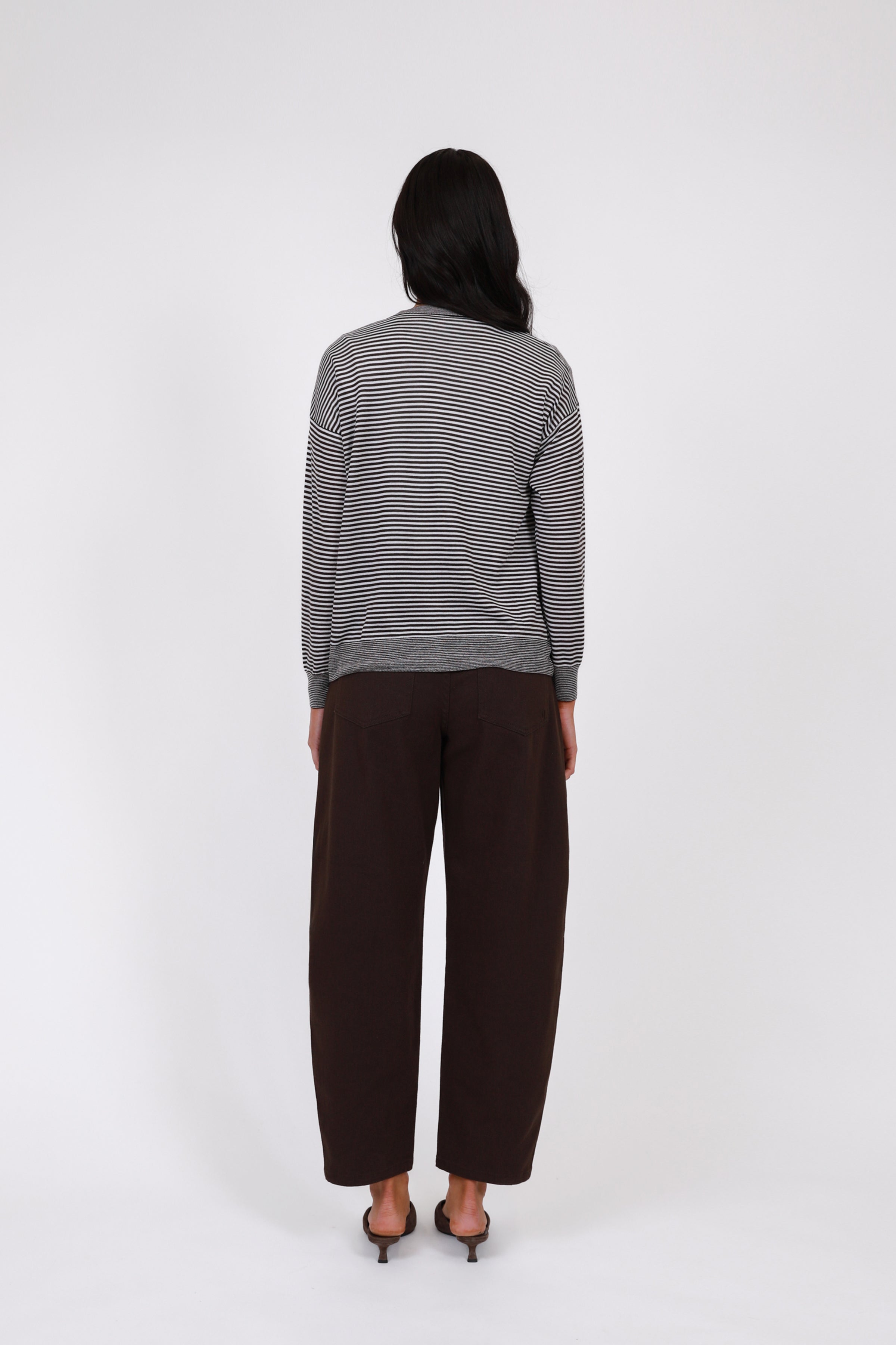 Marlow Collage Knit Cardigan Java Stripe