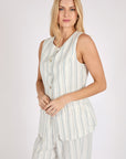 Marlow Como Linen Vest Coastal Stripe
