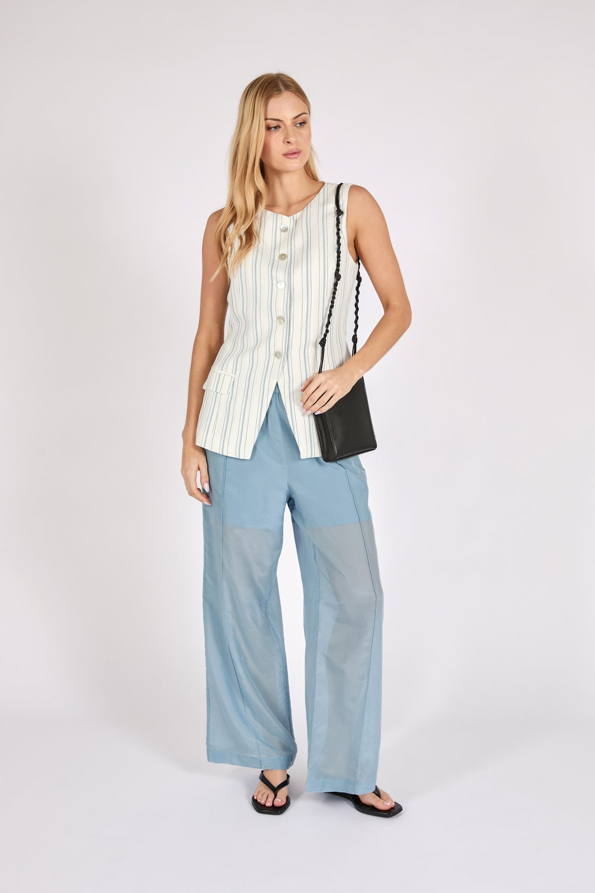 Marlow Como Linen Vest Coastal Stripe
